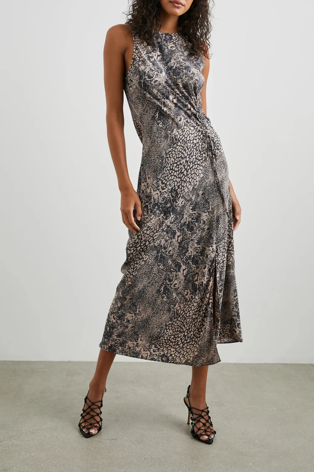 A Pleated Color-Block Dress With An Asymmetrical Side Waist Design