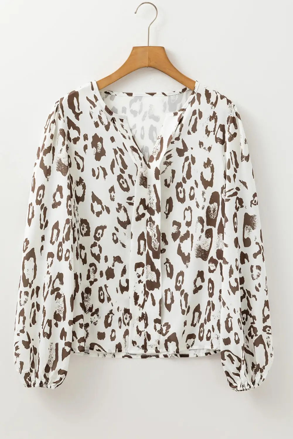 Everyday Leopard Print Split Neck Blouse