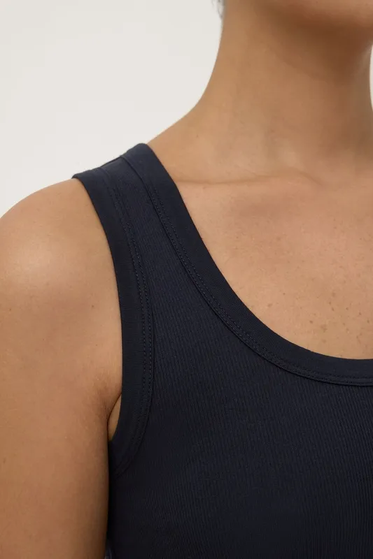 True Navy Ribbed Scoop-Neck Tank