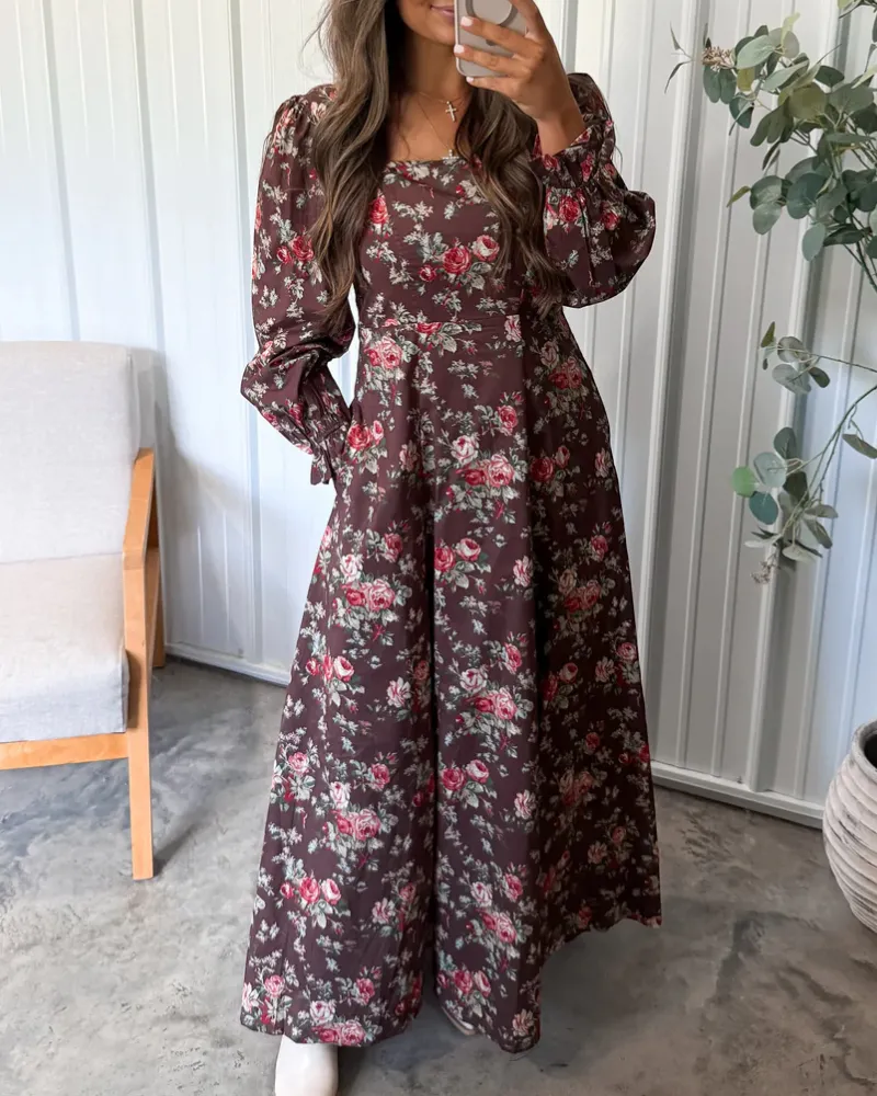 Easy Fit Floral Maxi Tie Detail Dress