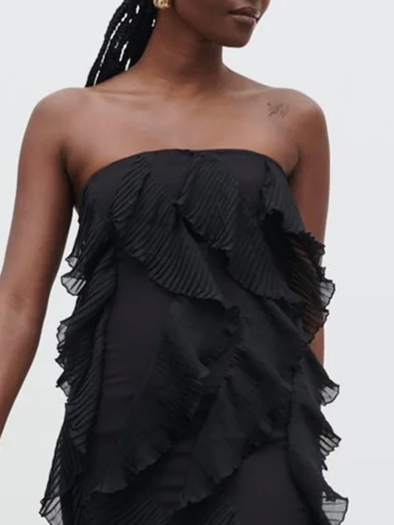 Bandeau Ruffle Midi Dress
