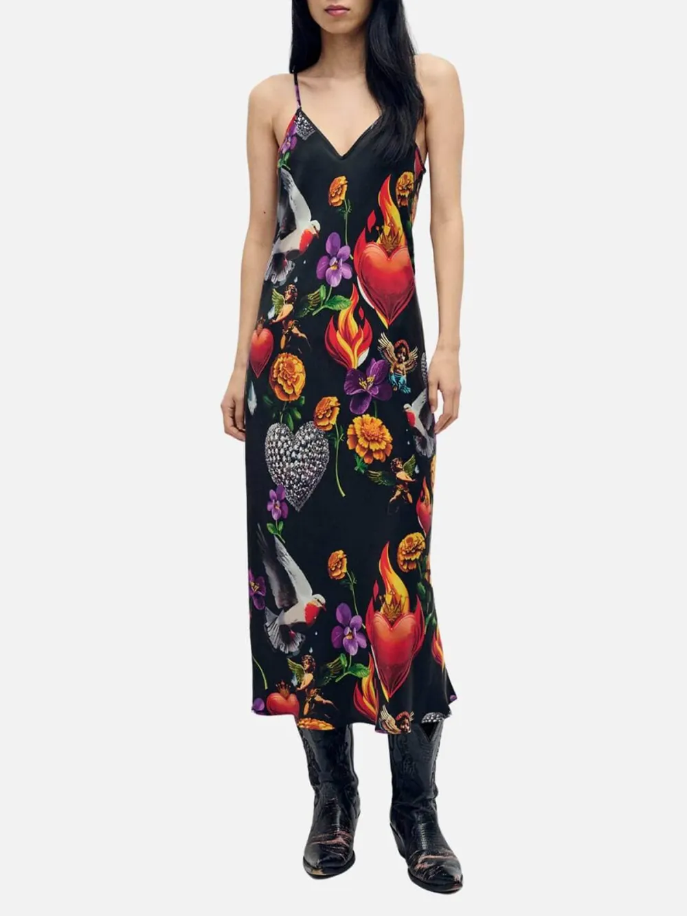 Print Spaghetti Strap Midi Dress