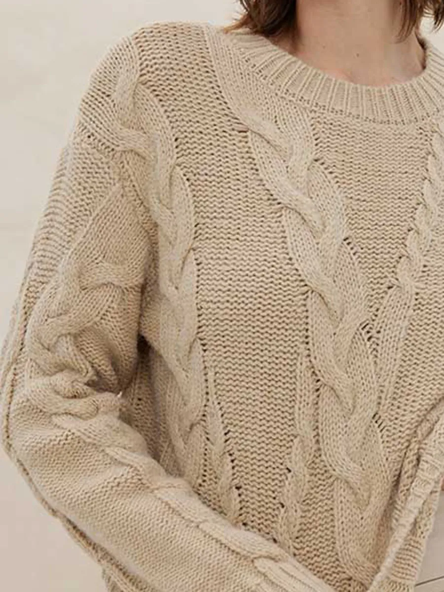 Cream Colored Cable Knit Sweater