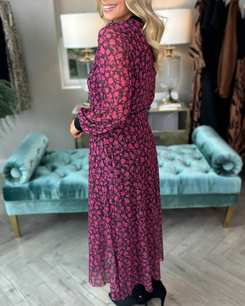 Crew Neck Floral Midi Dress