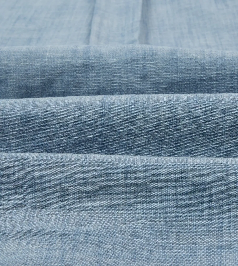 Light Blue Cotton Chambray Button-Down Shirt Casual Style