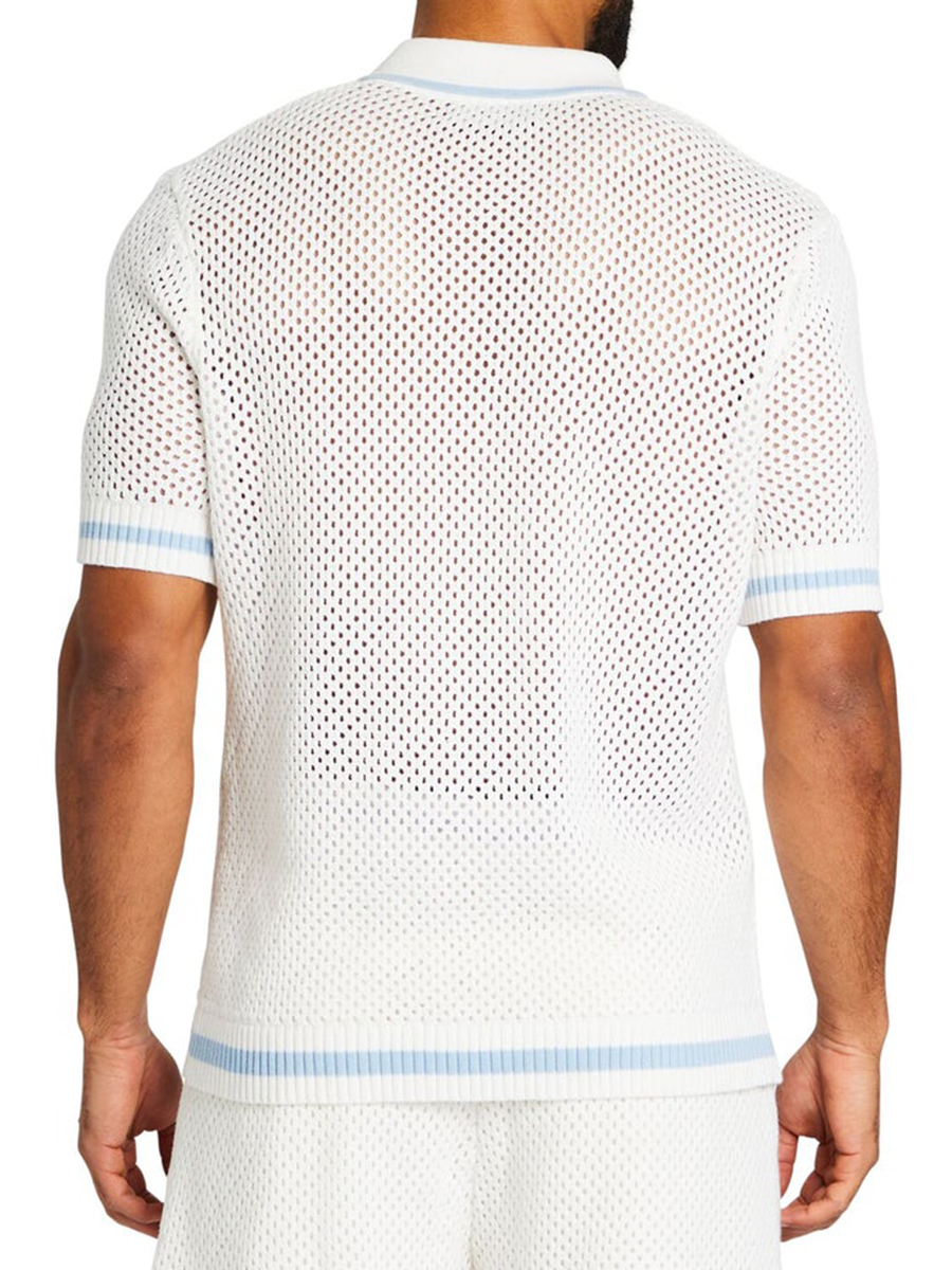 OVERSIZED BOXY CROCHET KNIT POLO