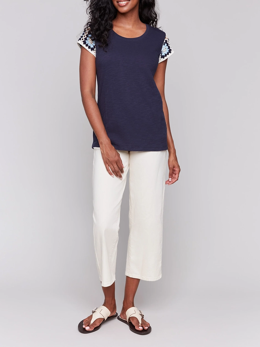Creative Art Short Sleeve Ladies Top