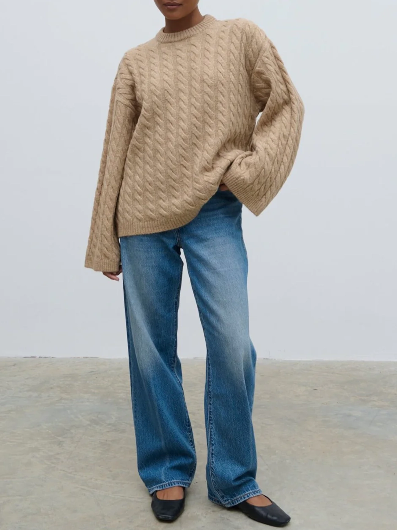 Cable Knit Jumper with Scarf