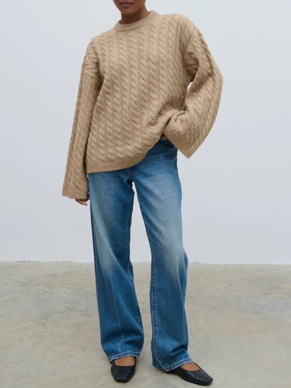 Cable Knit Jumper with Scarf