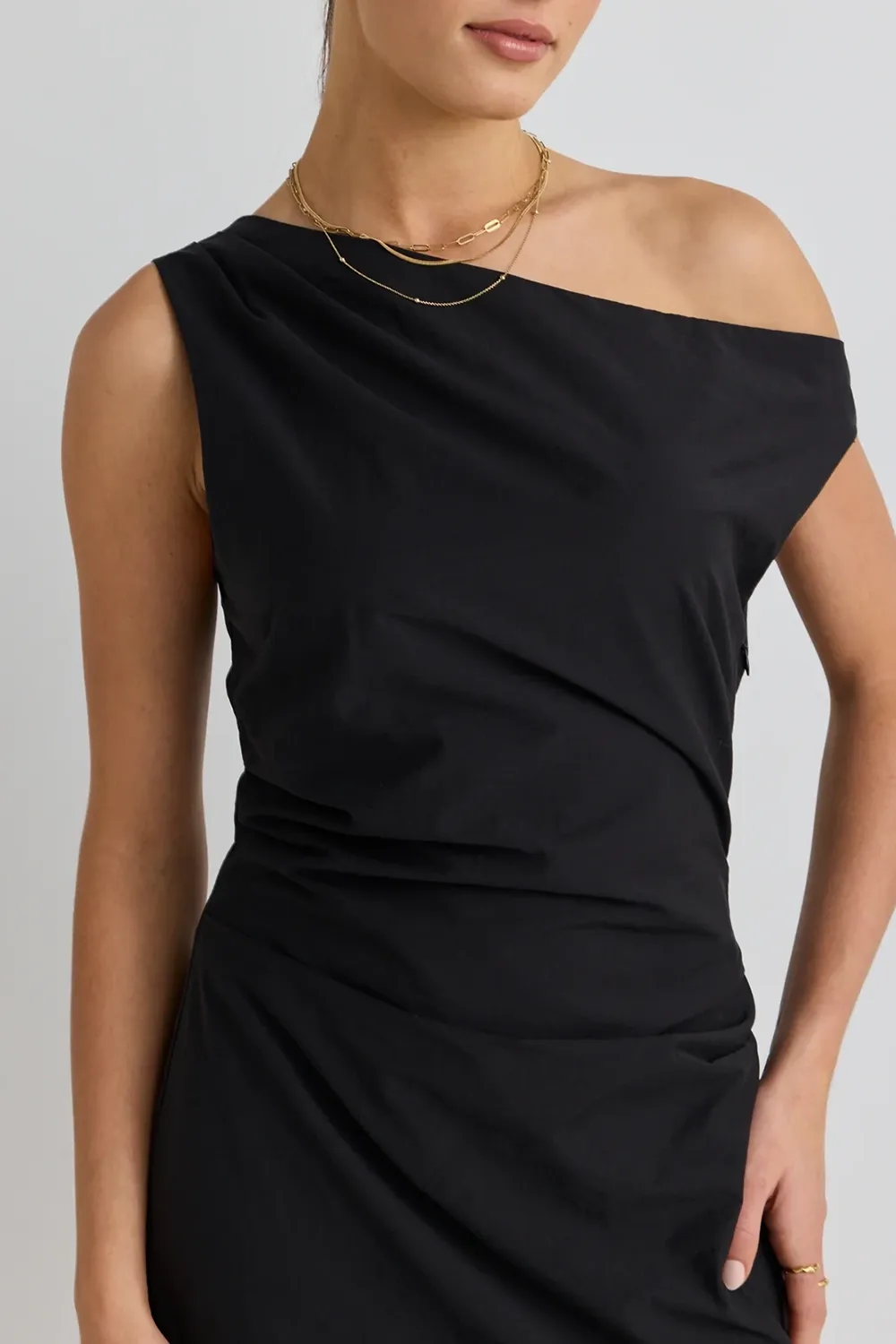 Black Asymmetric Maxi Dress