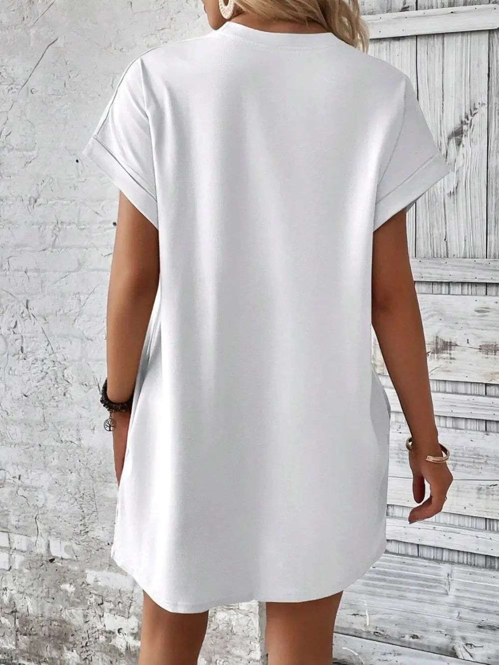 Easy Fit Round Neck Short Sleeve Mini Dress