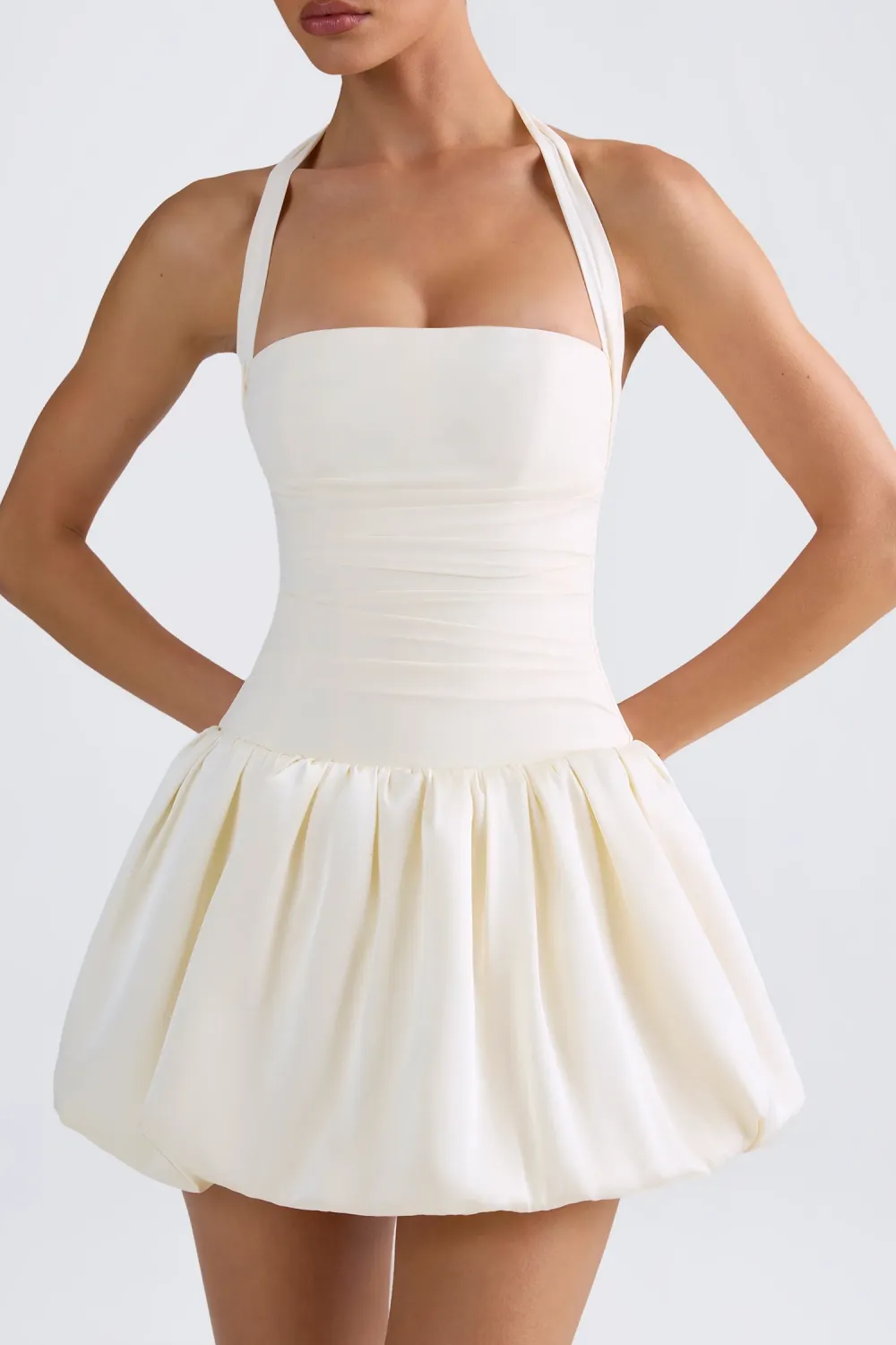 Playful Mini Bubble Skirt Halter Neck Dress