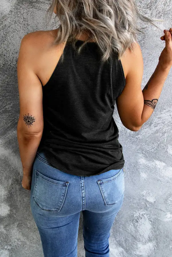 Sequin Flower Slim Fit Crewneck Tank Top