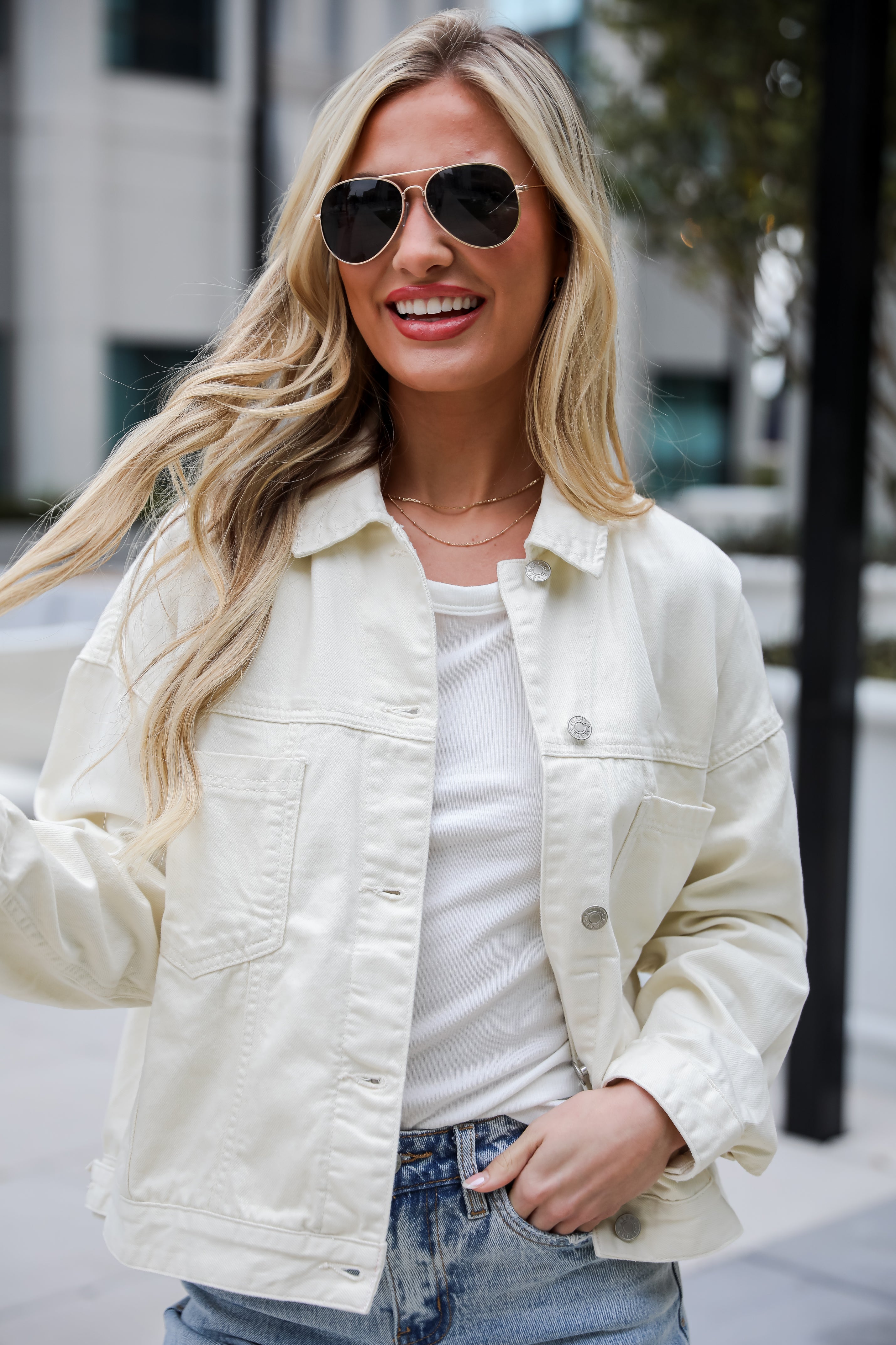 FINAL SALE - Effortless Presence Cream Denim Jacket