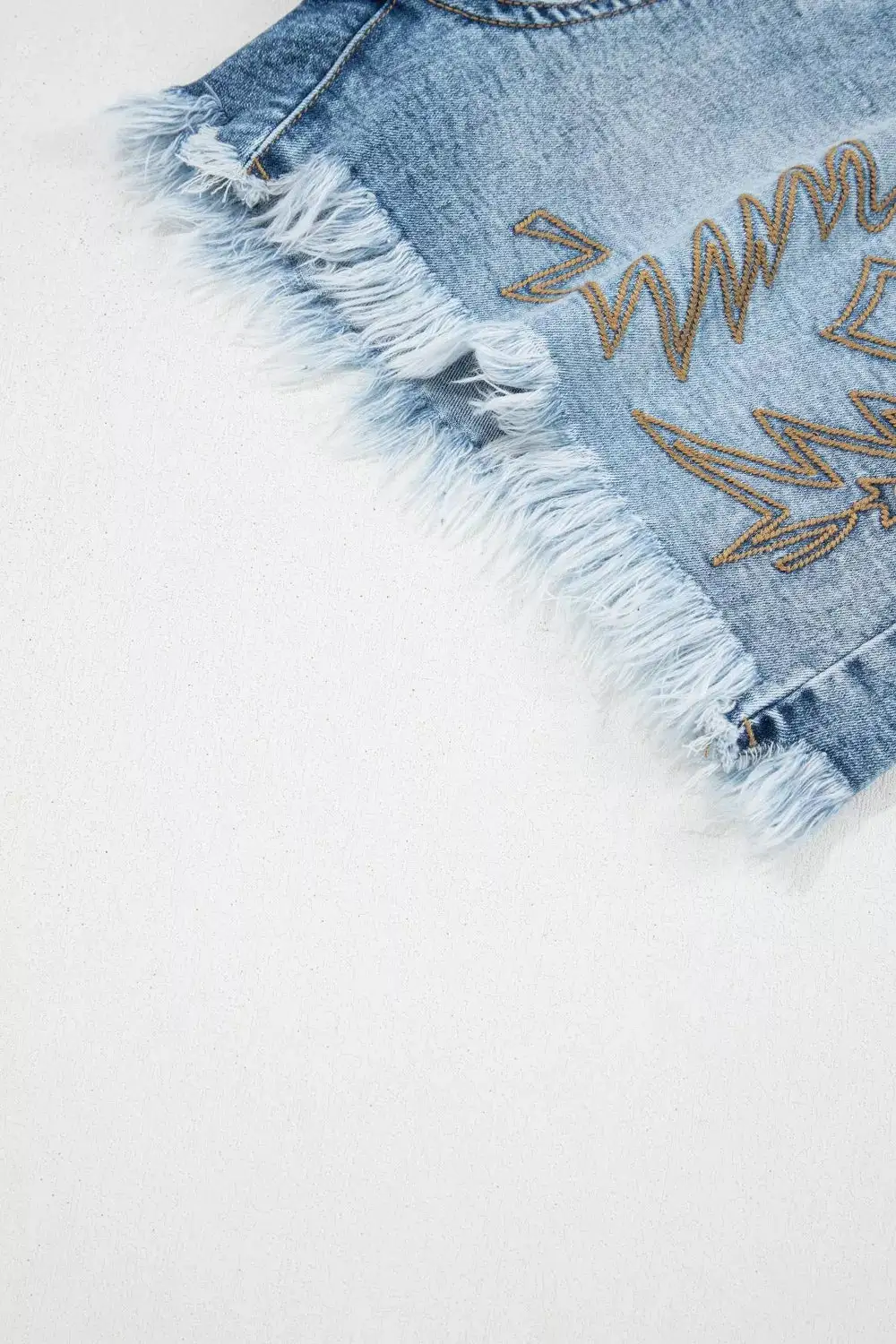 Western Embroidery Stud Denim Casual Shorts