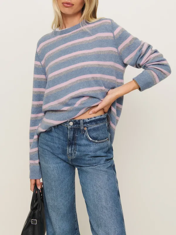 Pastel Striped Crew Neck Sweater