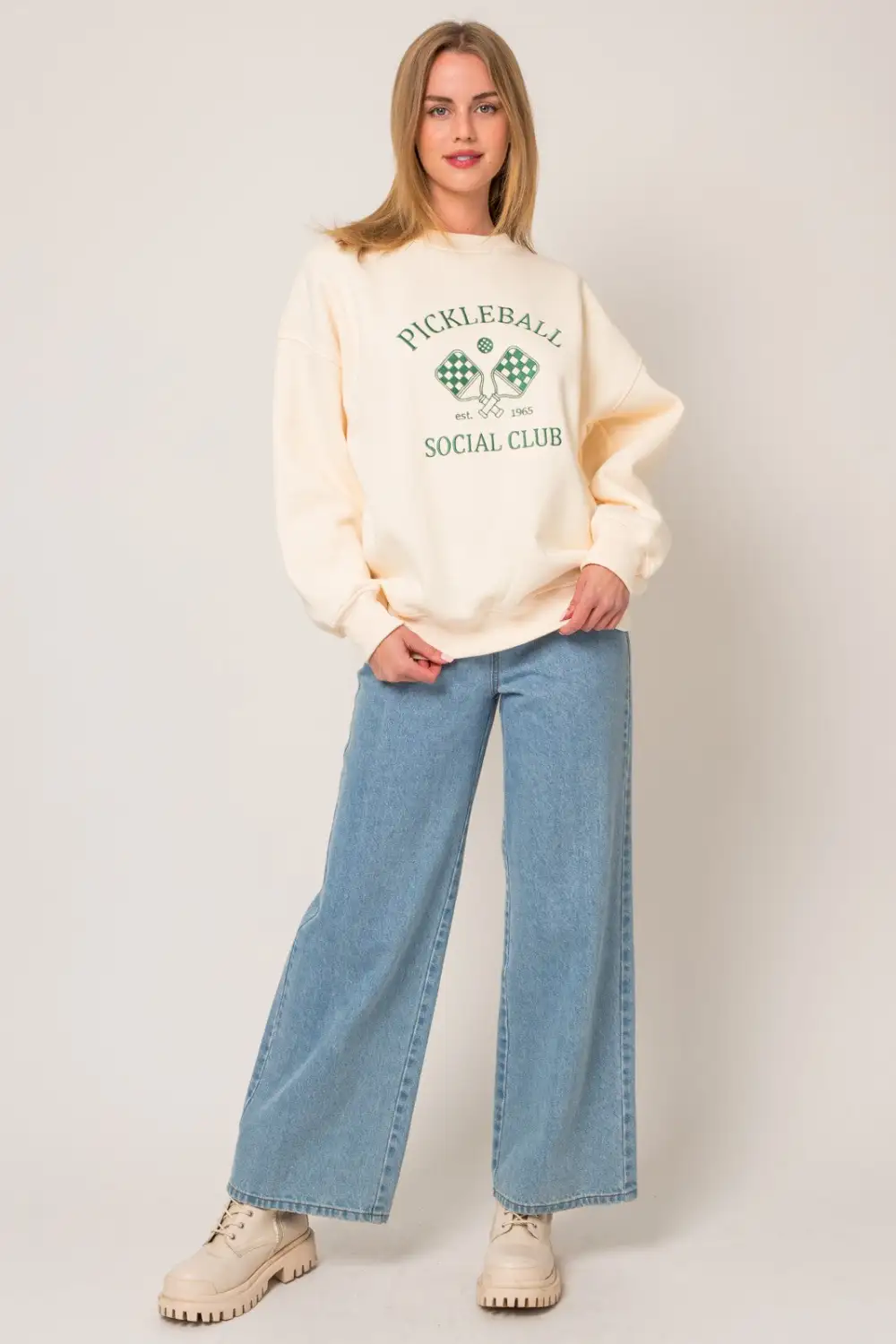 Pickleball Crewneck ? Cream/Green