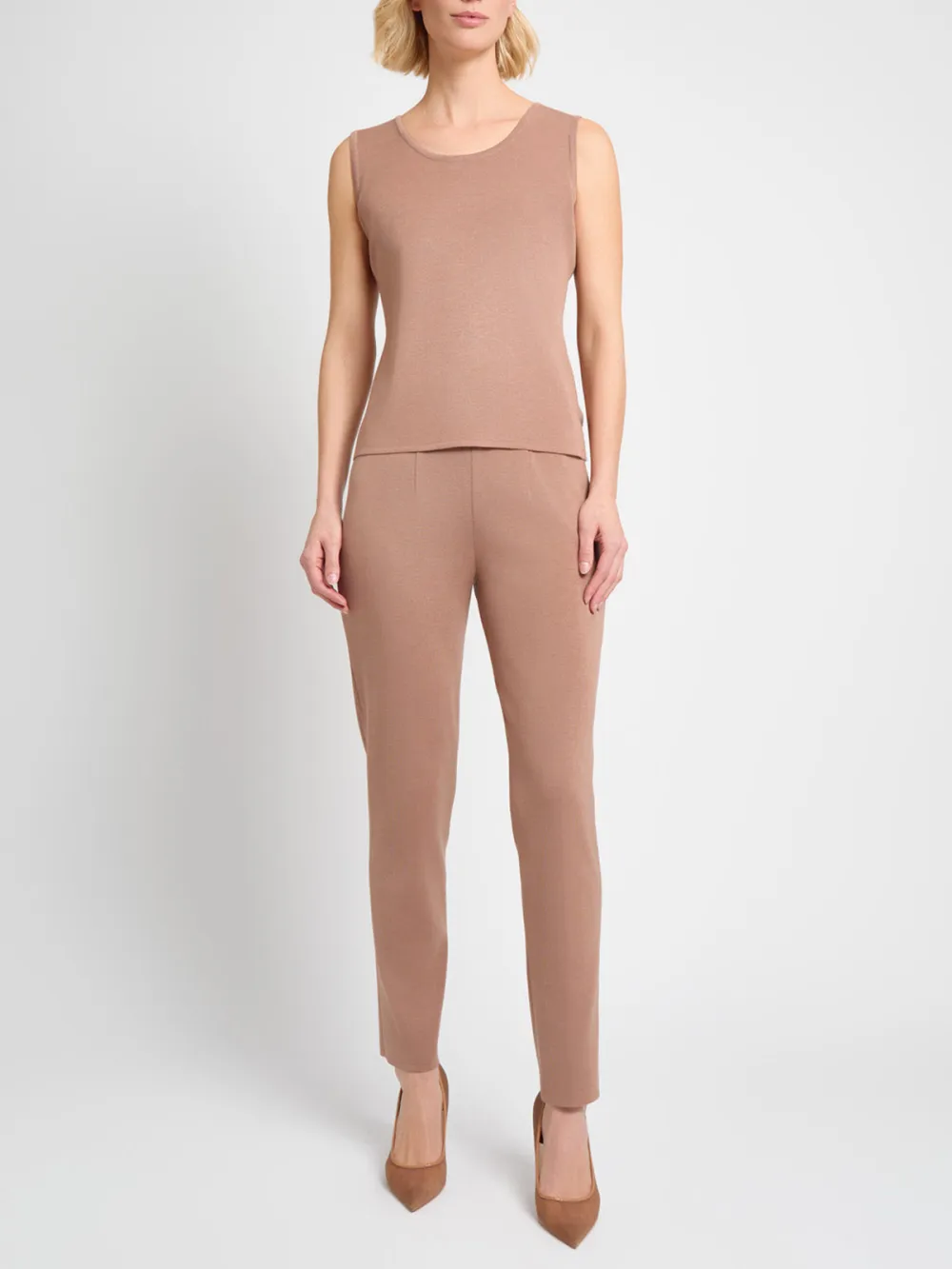 Solid Color Mid Waist Pants