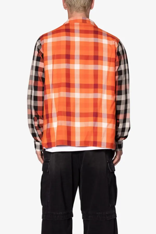 ORANGE AND BLACK PLAID FLANNEL SHIRT