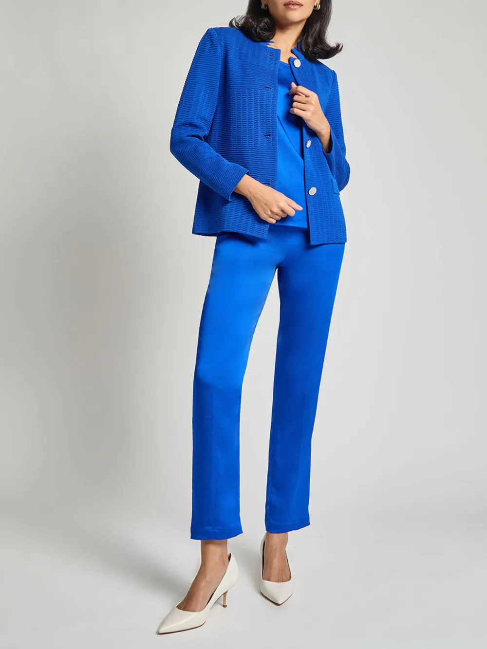 Long Sleeved Stand Up Collar Knitted Jacket
