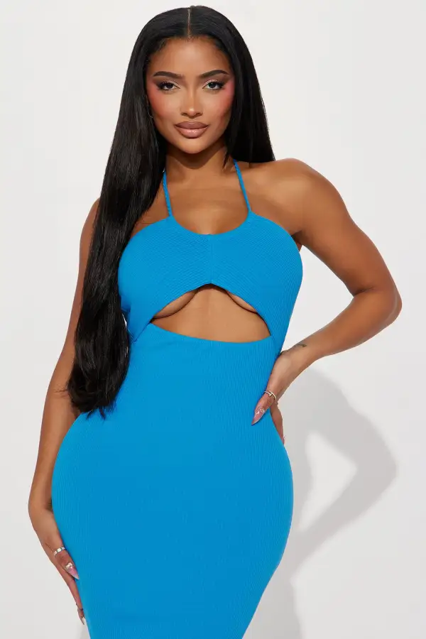 Mara Ribbed Max Dress - Blue