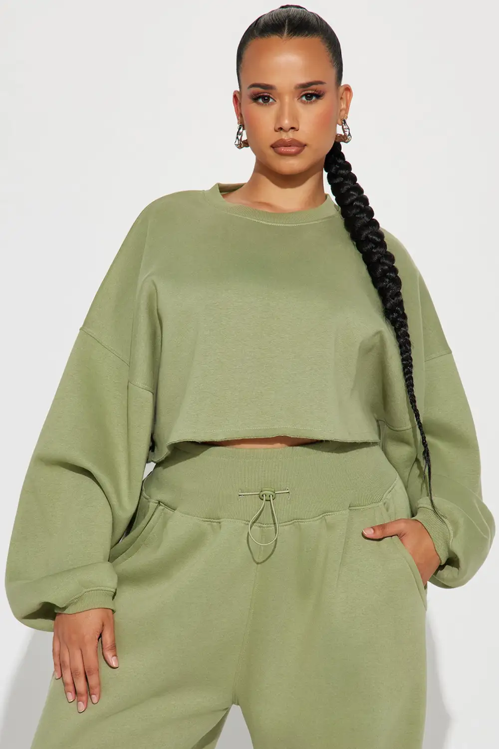 Feeling Good Fleece Jogger Set - Sage