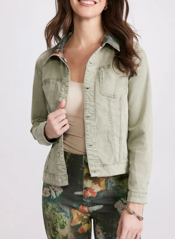 Retro Print Denim Jacket