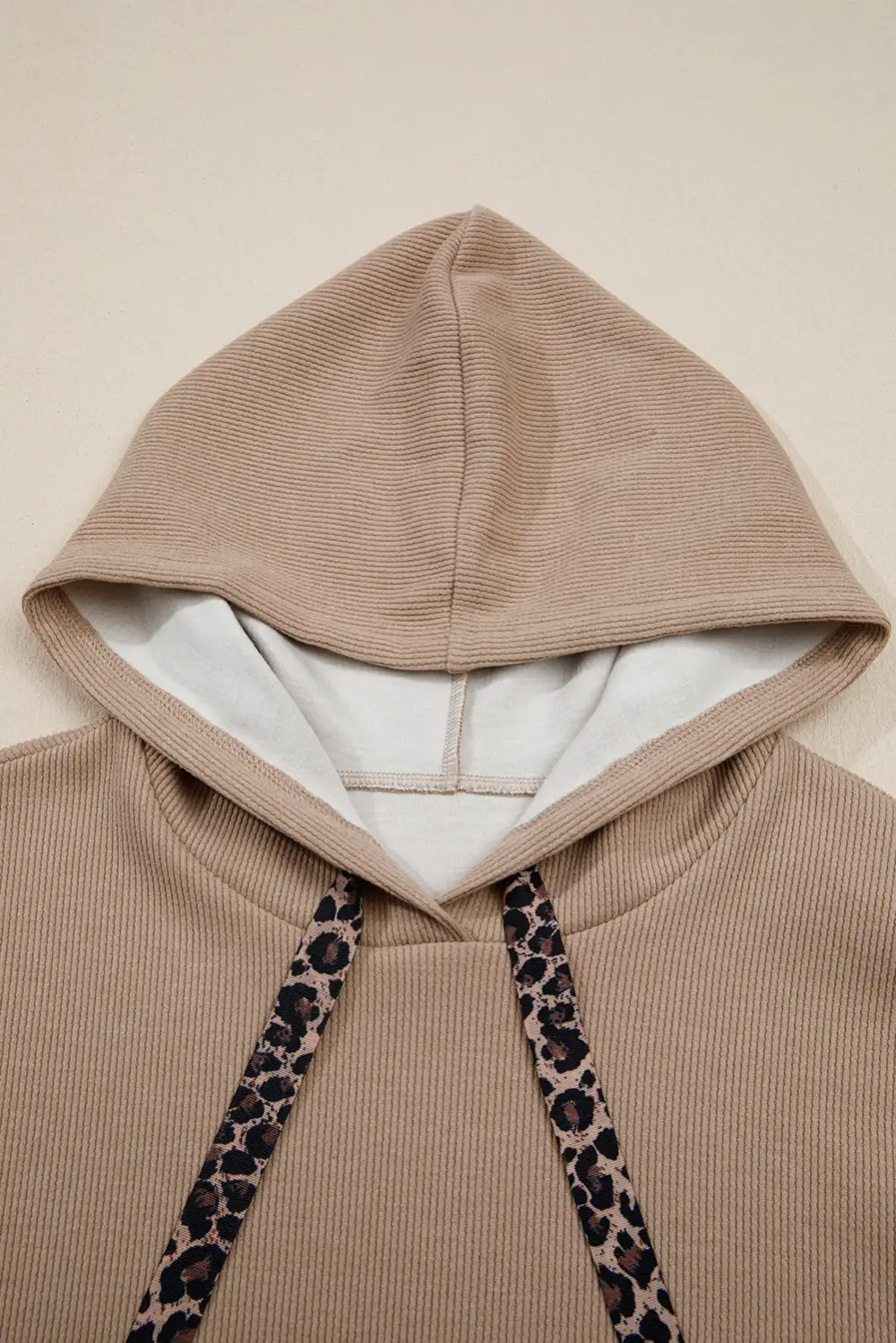 Everyday Relaxed Leopard Print Textured Hoodie