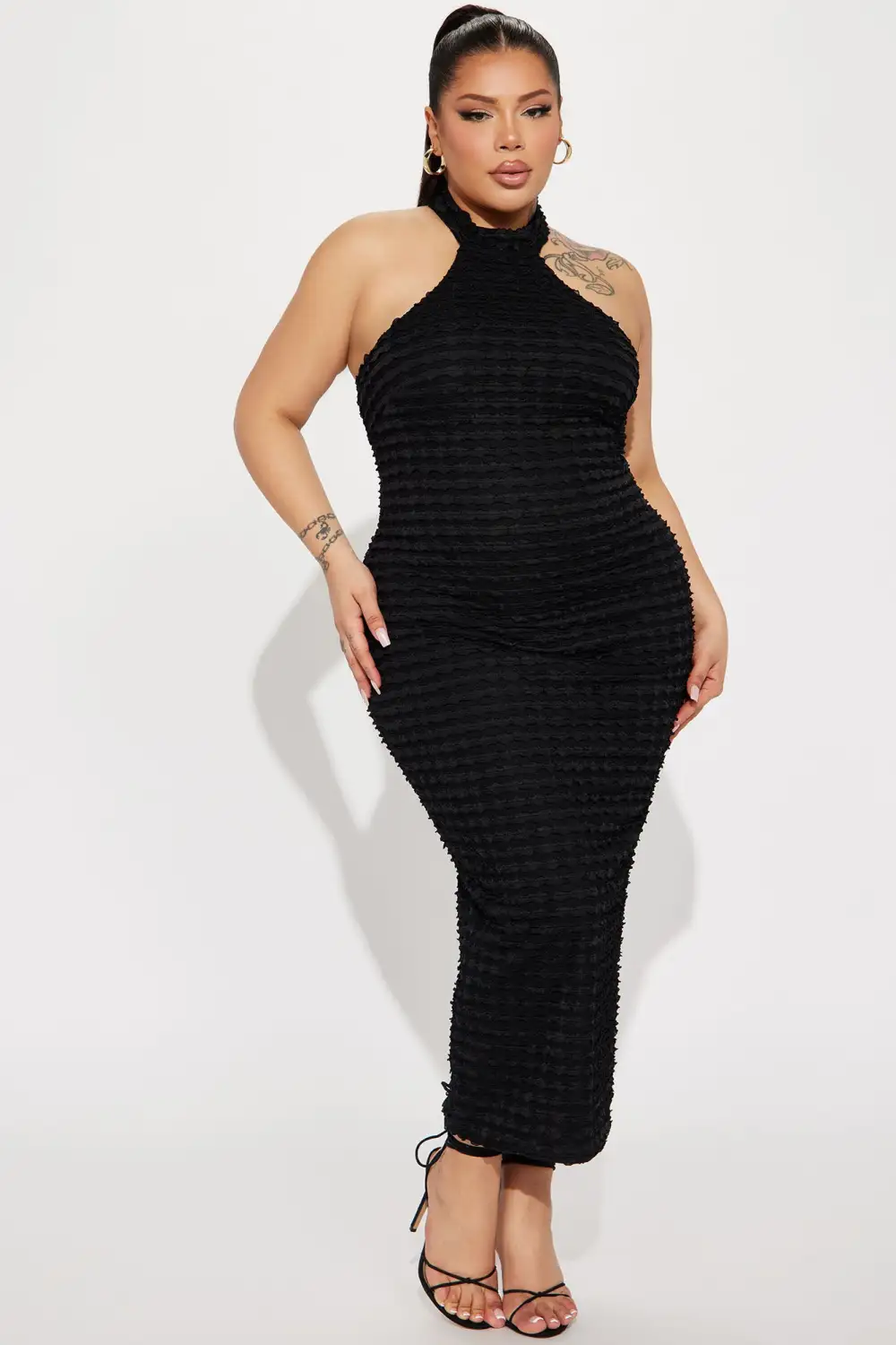Distressed Diva Midi Dress - Black