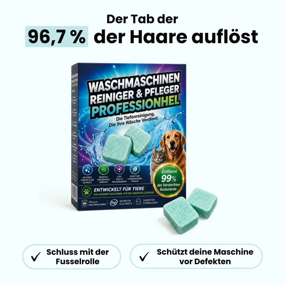 Washing Machine Cleaner Tablets for Pet Hair & Odor Removal, Deep Clean for Front-Load & Top-Load Washers