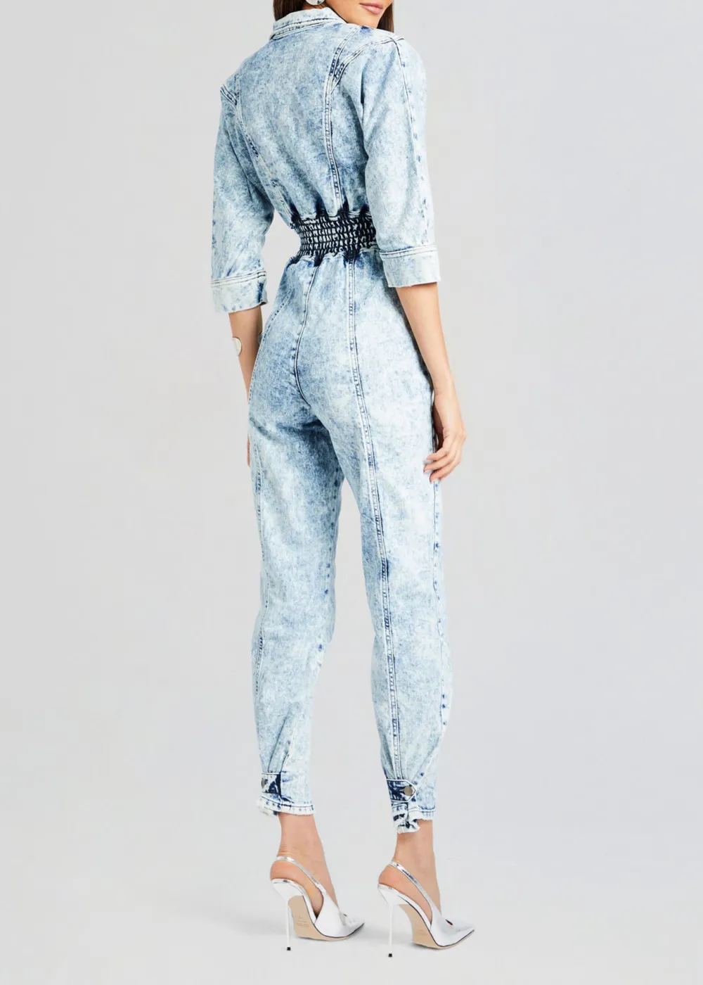 V Neck Blue Jumpsuit