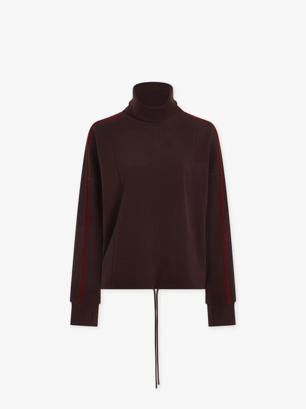 Stylish Turtleneck Contrast-Piped Sweatshirt