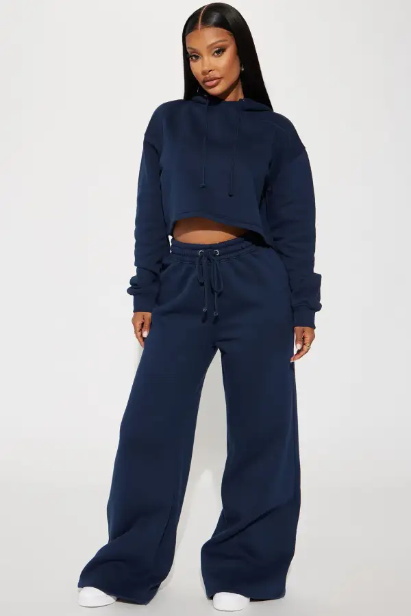 Chill Vibes Fleece Pant Set - Navy