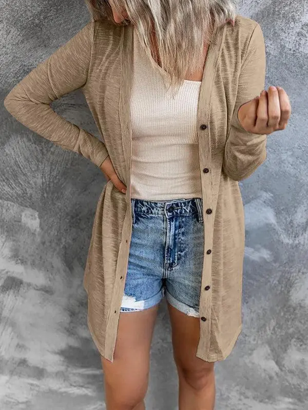 Women’s Long Sleeve Button Front Lightweight Cardigan