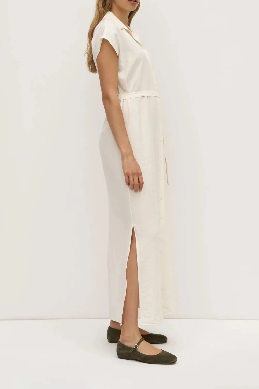 Lace Up Loose Shirt Dress