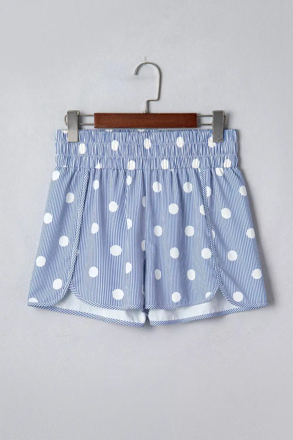 Polka Dot Striped Elastic Waist Shorts