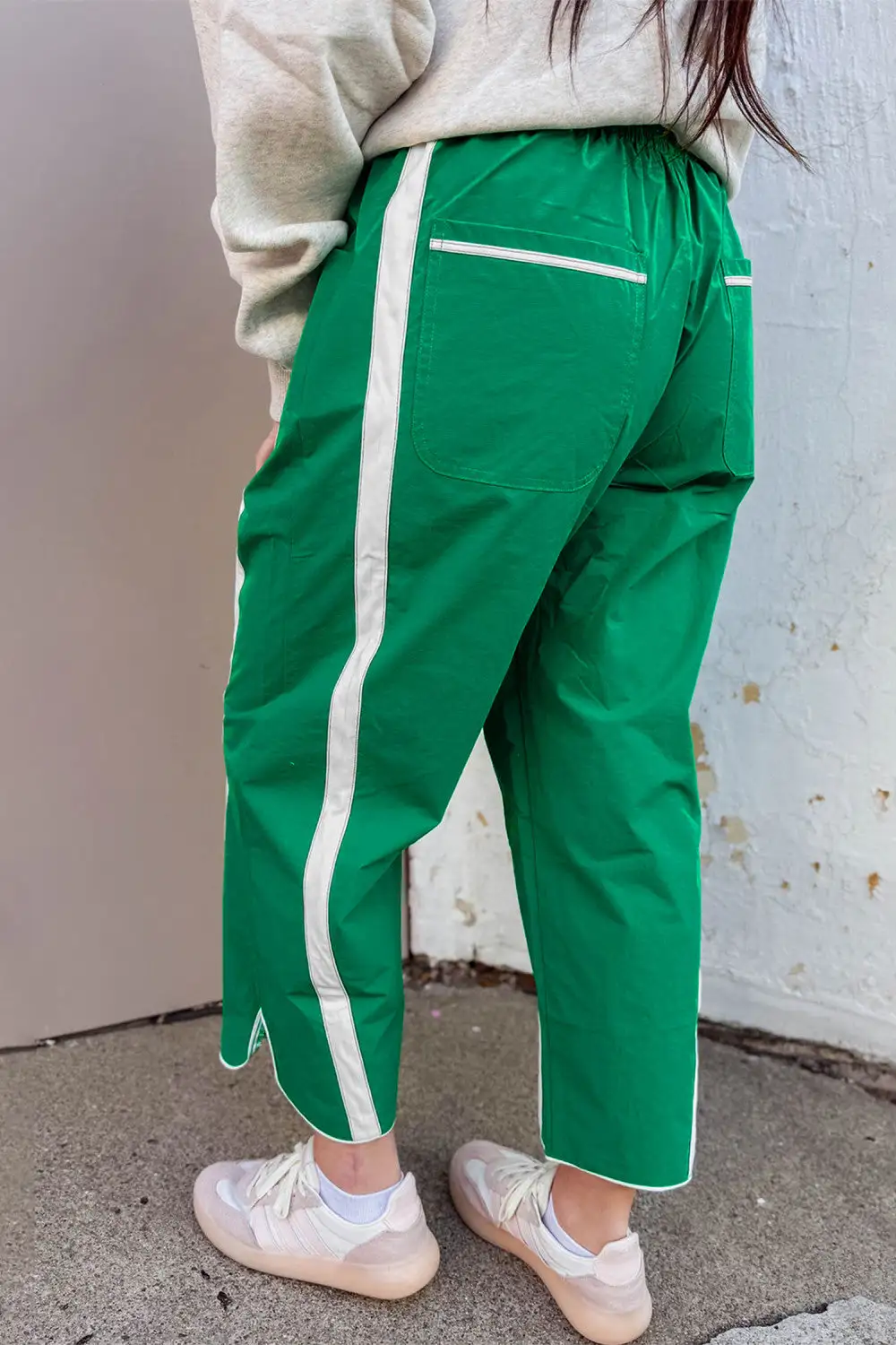 Contrast Striped High Waist Drawstring Pants
