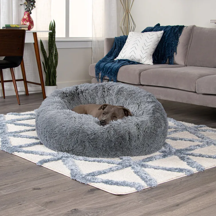 Calming Cuddler Long Fur Donut Bed