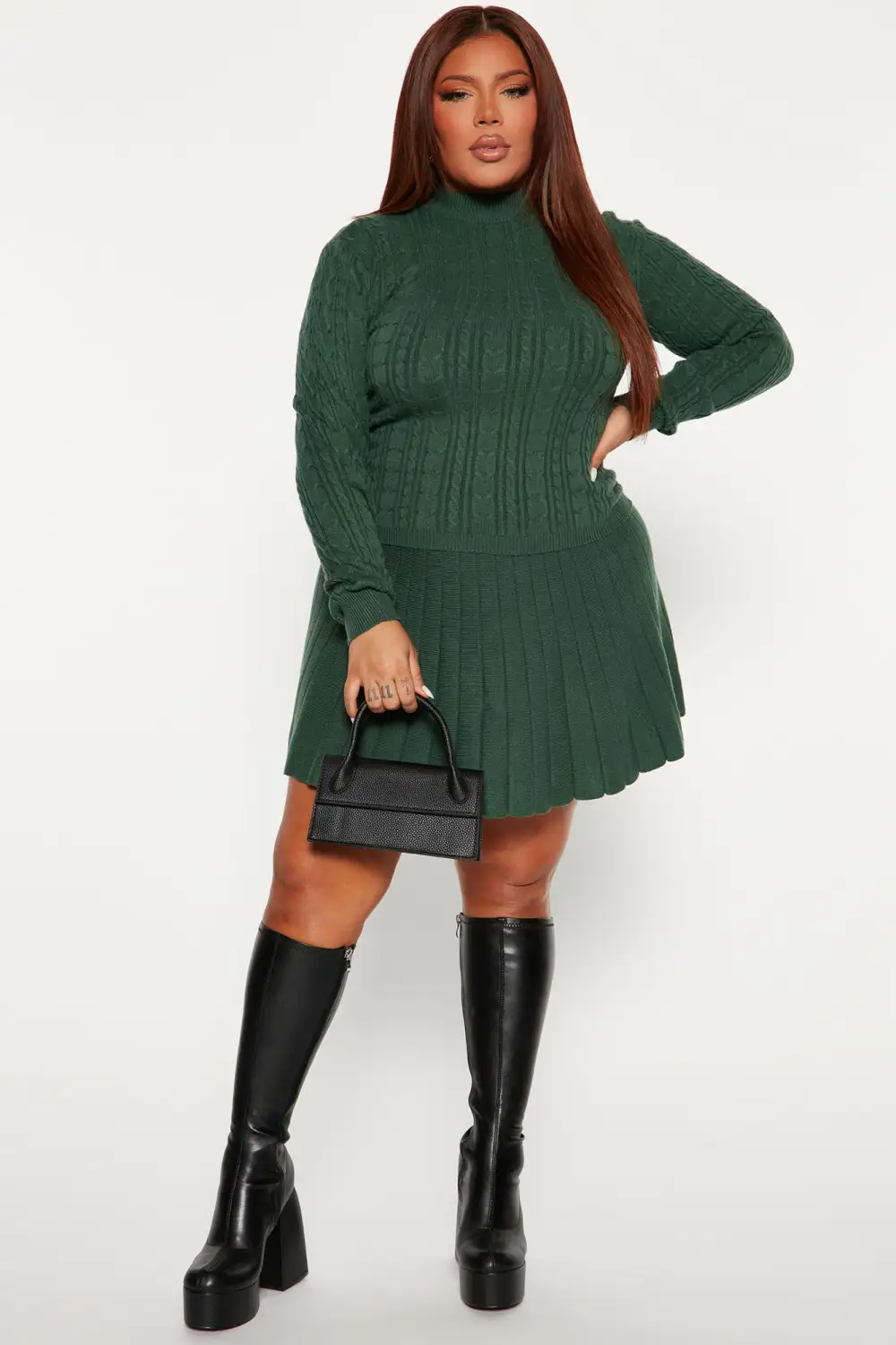 Selene Sweater Skirt Set - Hunter