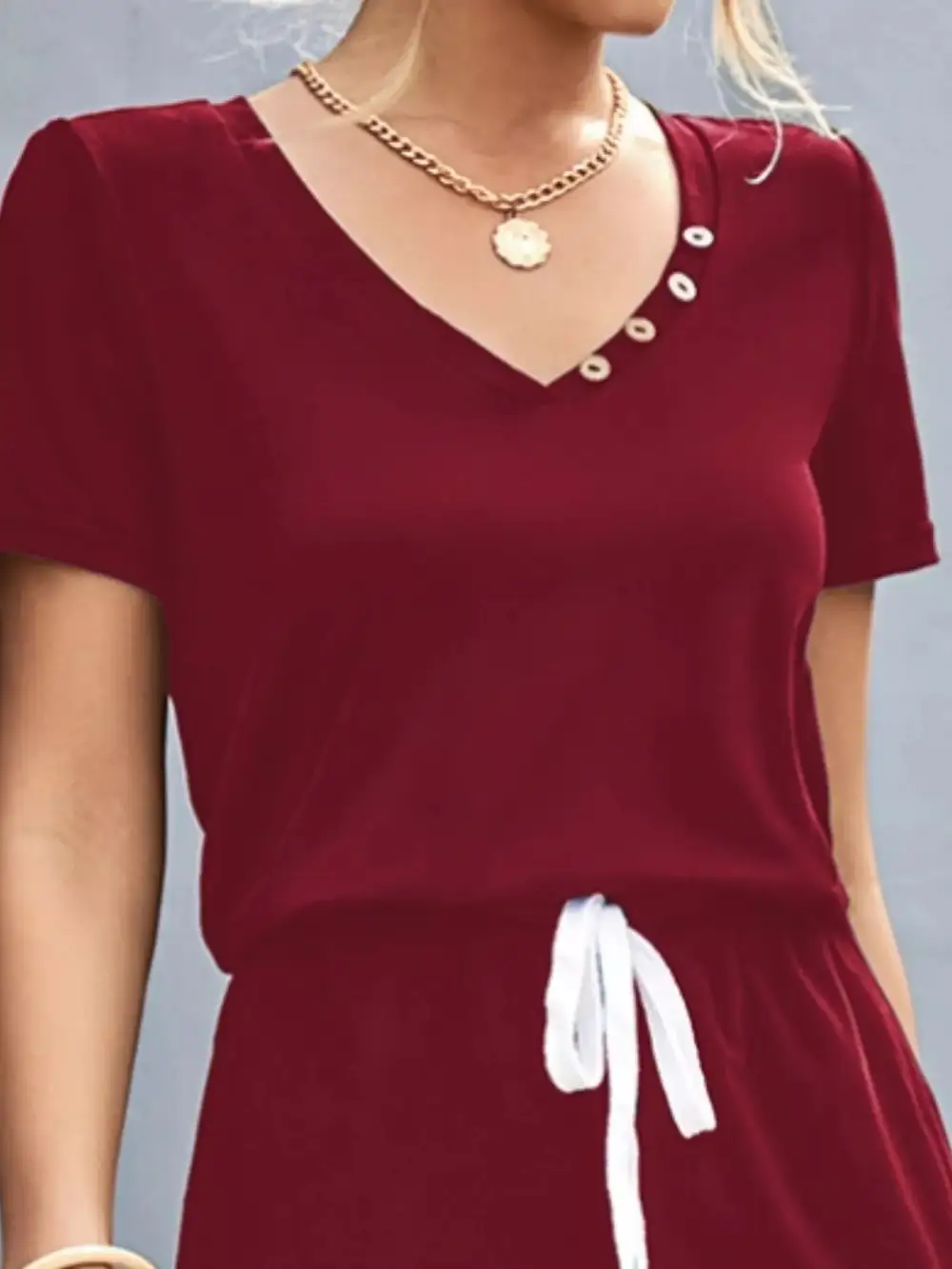 Everyday Drawstring Casual Jumpsuit