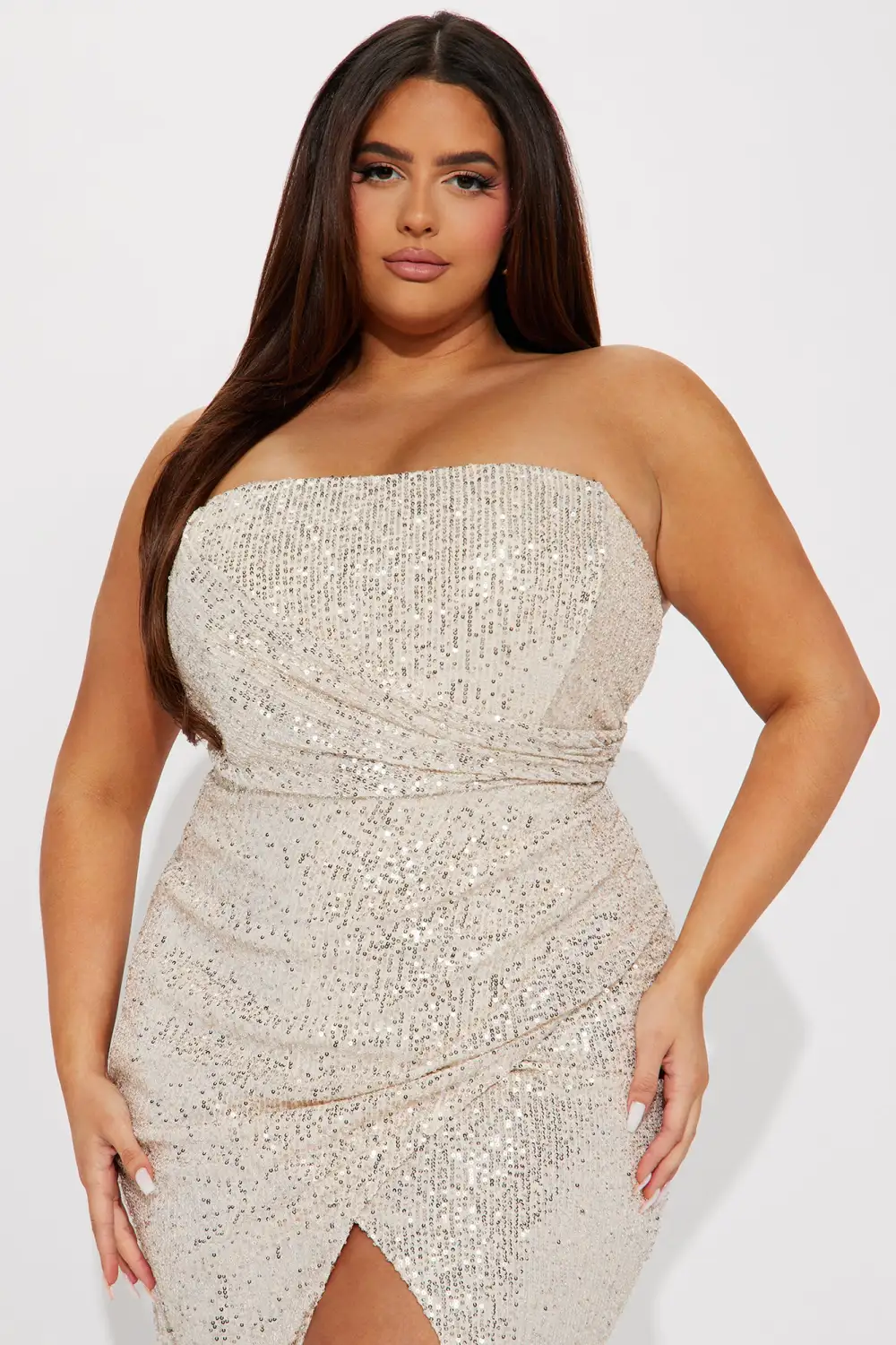 Zeta Sequin Midi Dress - Champagne