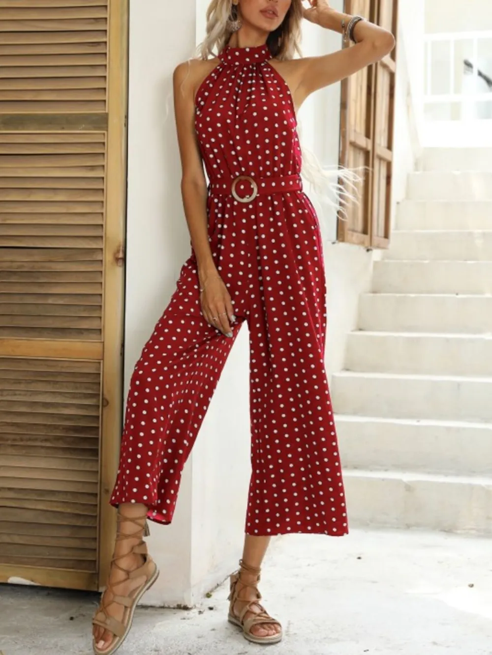 Modern Wide Leg Halter Jumpsuit