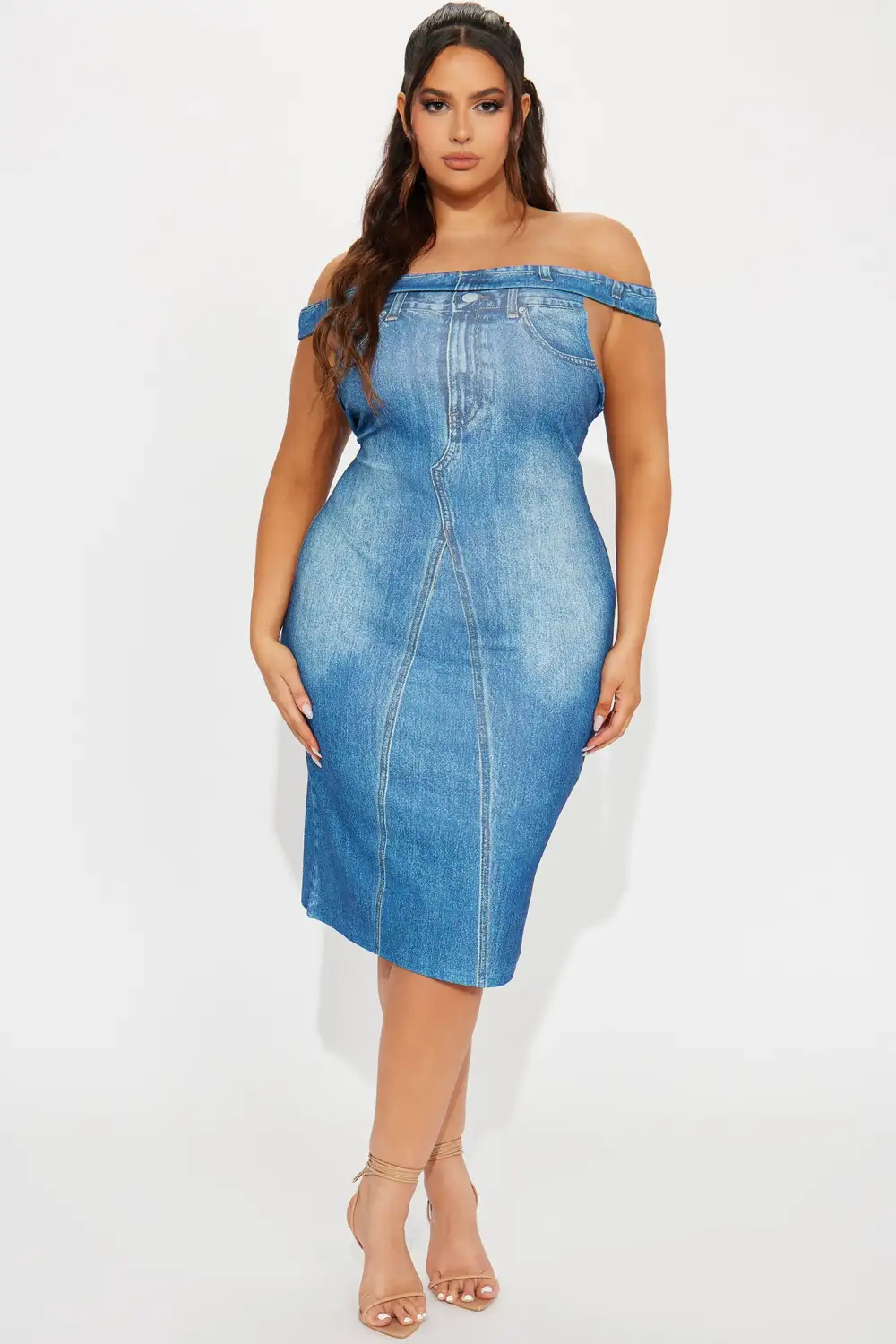 Lennon Printed Midi Dress - Denim