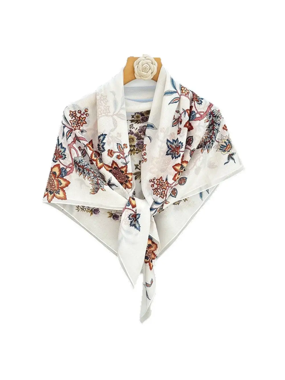 Floral Print Classic Styling Square Scarf