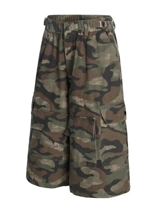 Drawstring Utility Cotton Blend Casual Shorts