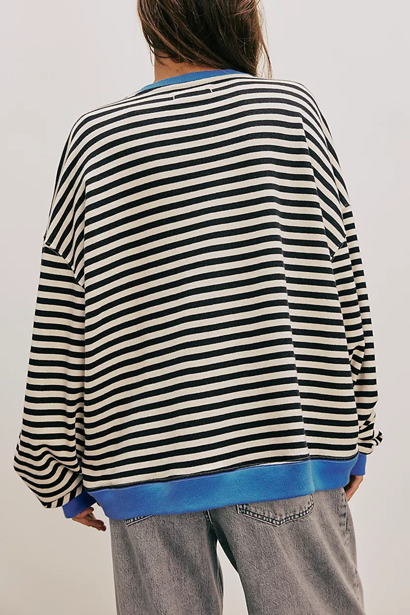 Oversized Striped Crew Neck Sweatshirt