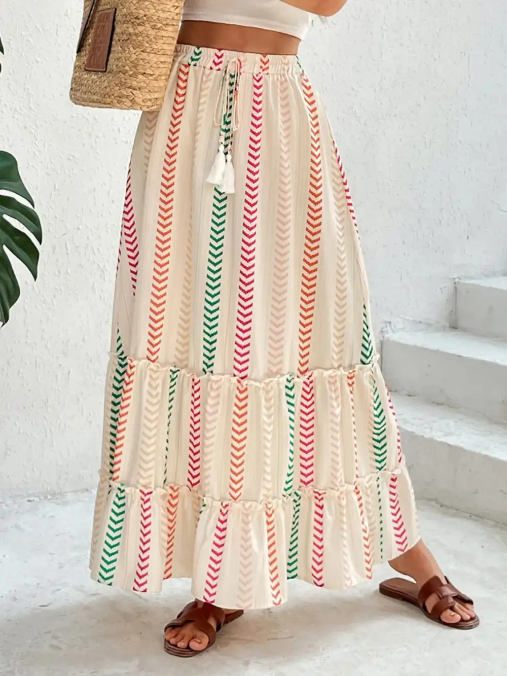 Frill Printed Maxi So Skirt