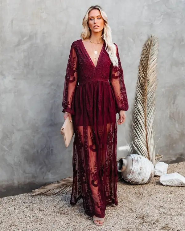 Mystical Moonlight Lace Boho Maxi Dress