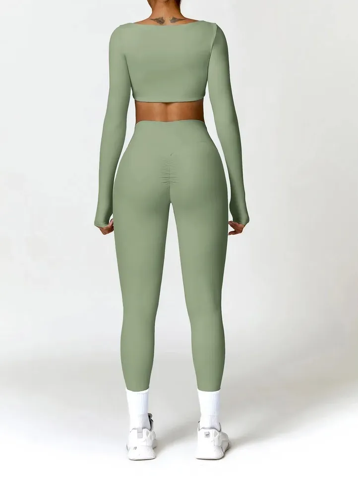 Active Square Long Sleeve Crop & Legging Set