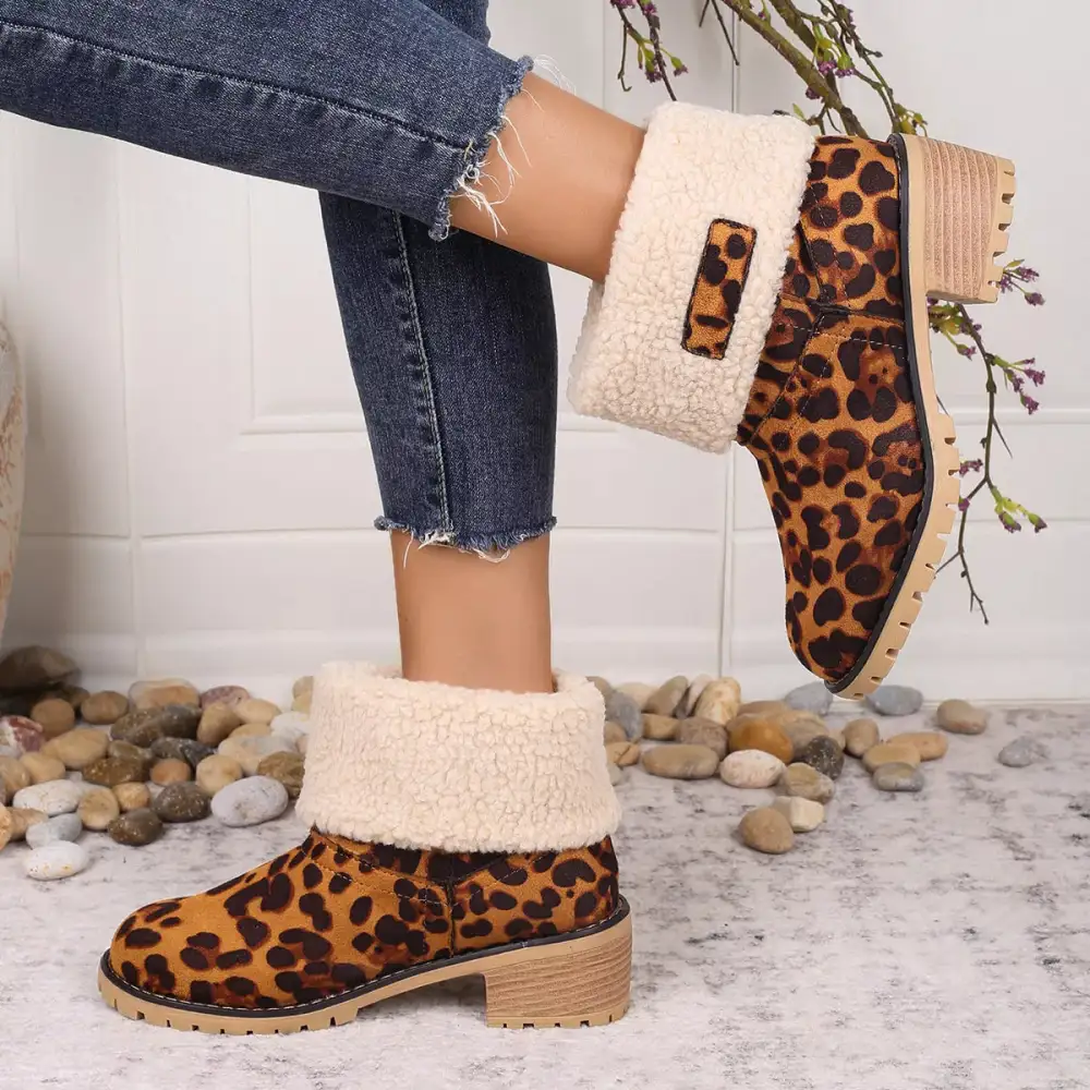 Print Plush Lined Boots